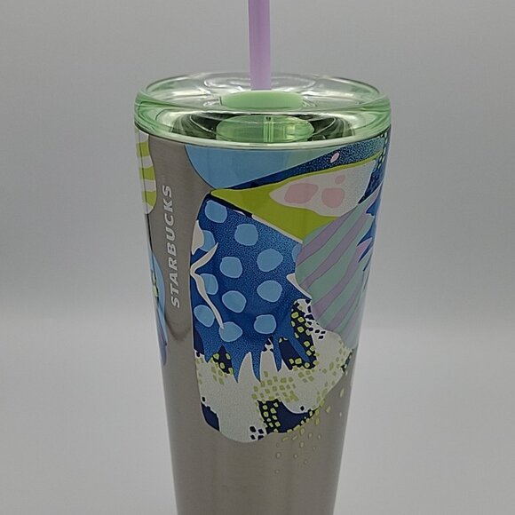 Starbucks 24 oz Cold Tumbler Stainless Double Wall Sip or Straw Lid SPRING Print - Picture 10 of 15